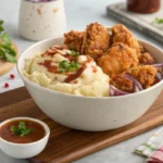 KFC Bowl Recipe: Make This Irresistible Favorite in 20 Minutes 7 Finished homemade KFC bowl recipe served with extra gravy and a garnish