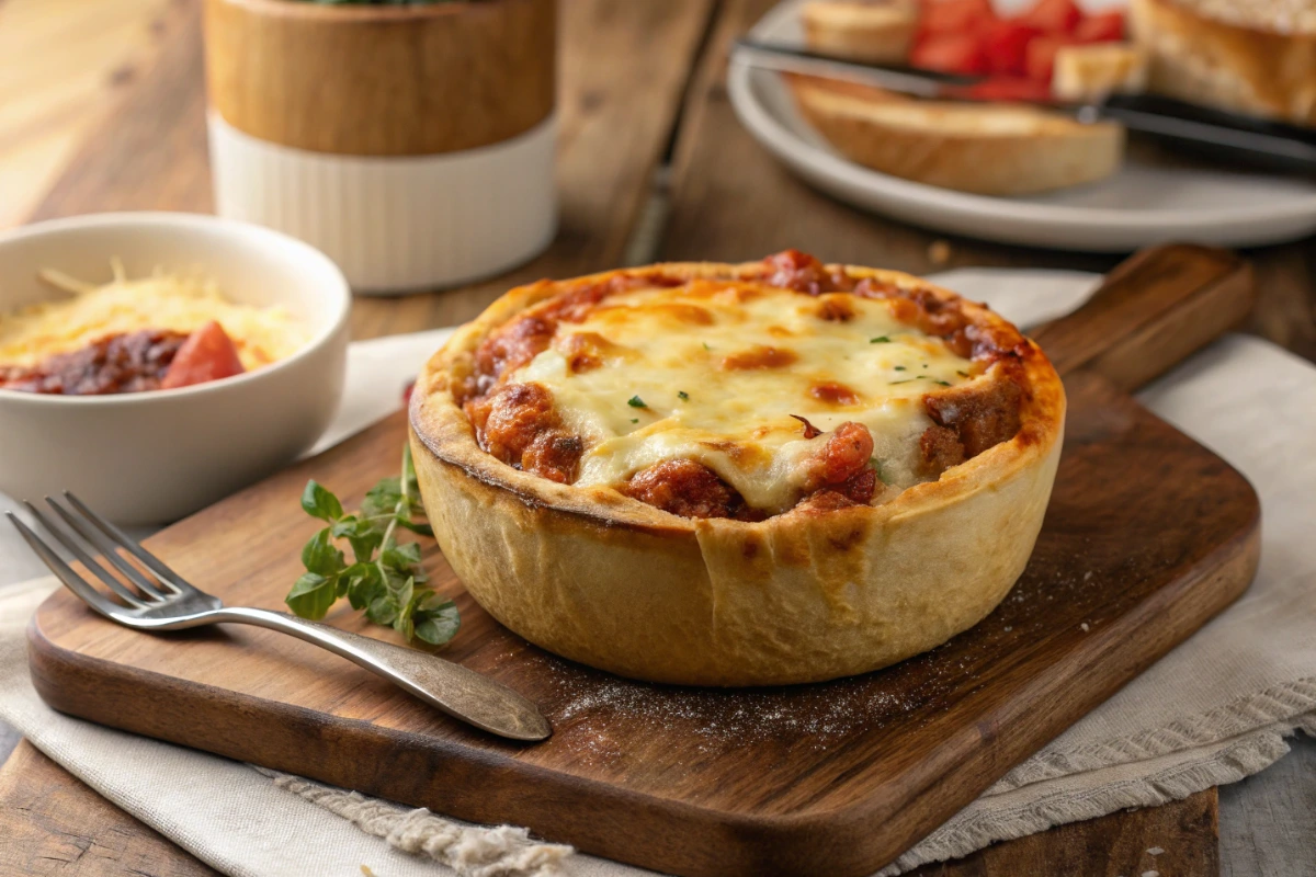 This cheesy pizza bowl recipe comes out of the oven hot and bubbling – the perfect low-carb meal for any day.