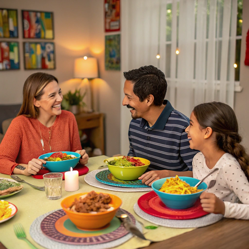 Taco Bowl Recipe: 5 Easy Steps to a Flavor-Packed Meal 7 Family enjoying taco bowls together at the dinner table
