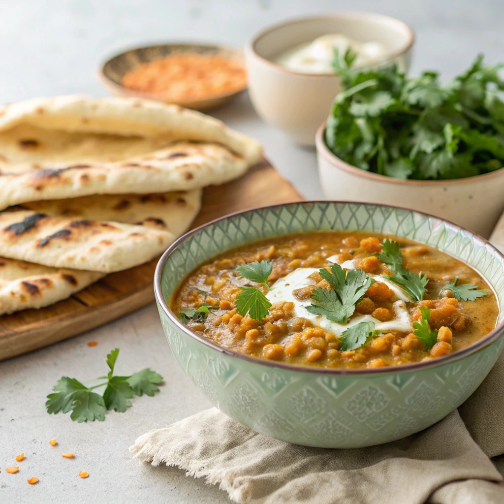 +30 Irresistible Gluten Free Dinner Ideas for Every Night of the Week 4 Gluten-free coconut lentil curry with cilantro and gluten-free naan
