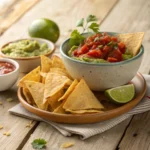 Crispy & Irresistible Low Carb Tortilla Chips in 10 Minutes – Quick & Keto-Friendly! 7 Low carb tortilla chips with guacamole and salsa