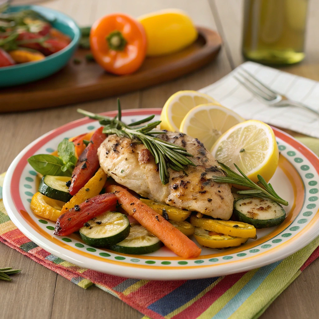 +30 Irresistible Gluten Free Dinner Ideas for Every Night of the Week 3 Grilled lemon herb chicken with roasted vegetables – gluten-free dinner