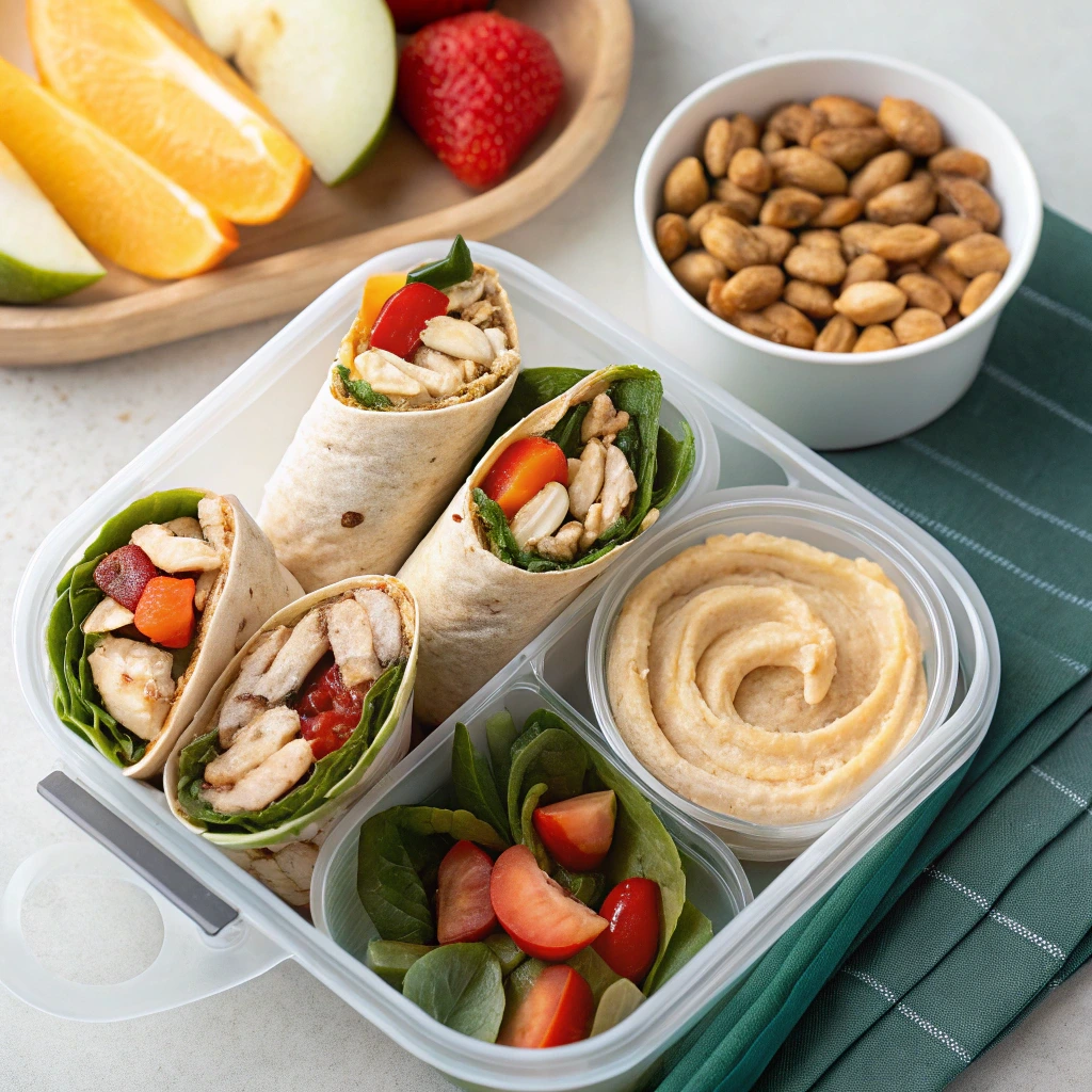 20 Tasty Gluten Free Lunch Ideas for Quick, Healthy Meals 3 Gluten-free chicken wrap lunchbox with healthy sides
