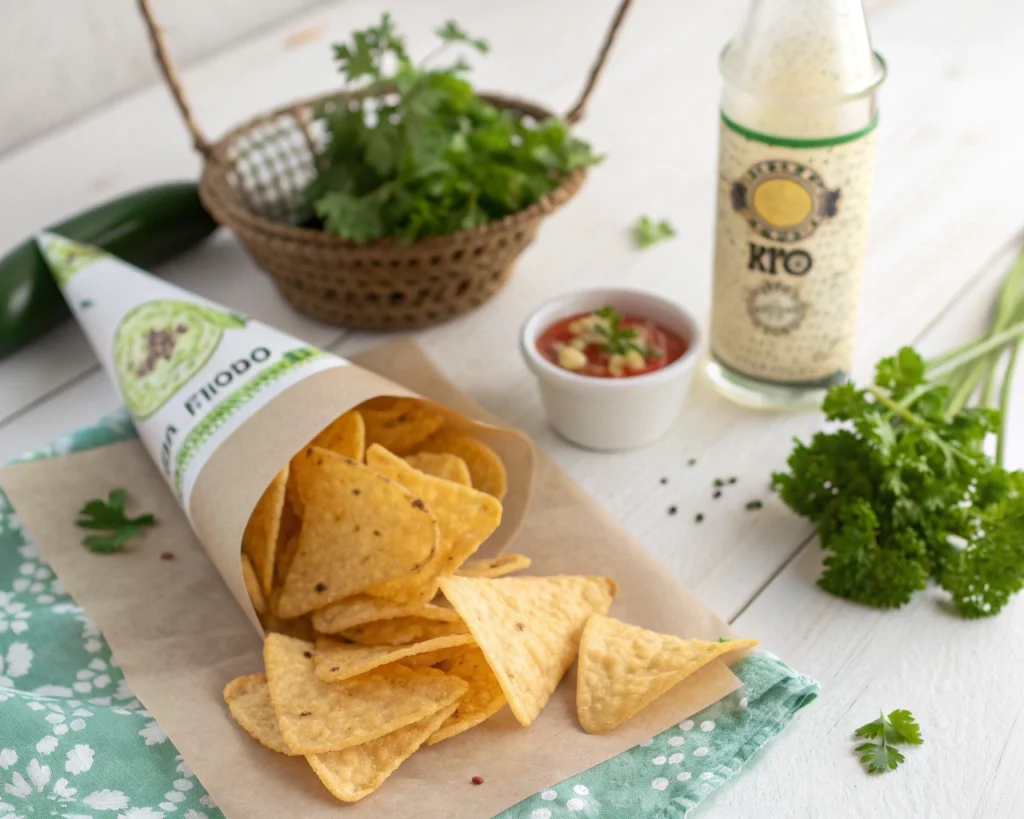 Crispy & Irresistible Low Carb Tortilla Chips in 10 Minutes – Quick & Keto-Friendly! 6 Keto-friendly tortilla chips served as a snack
