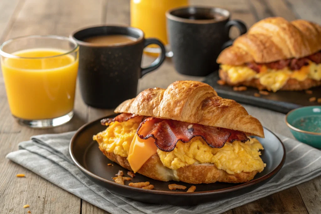 12 Creative Croissant Sandwich Ideas for Breakfast, Lunch & Beyond 2 Mediterranean croissant sandwich with feta, olives, and hummus.