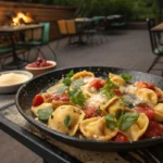 Blackstone tortellini recipe served outdoors