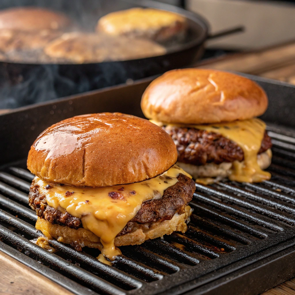 15 Irresistibly Easy Blackstone Dinner Ideas for Quick & Flavorful Meals 3 Smash Burgers on Blackstone