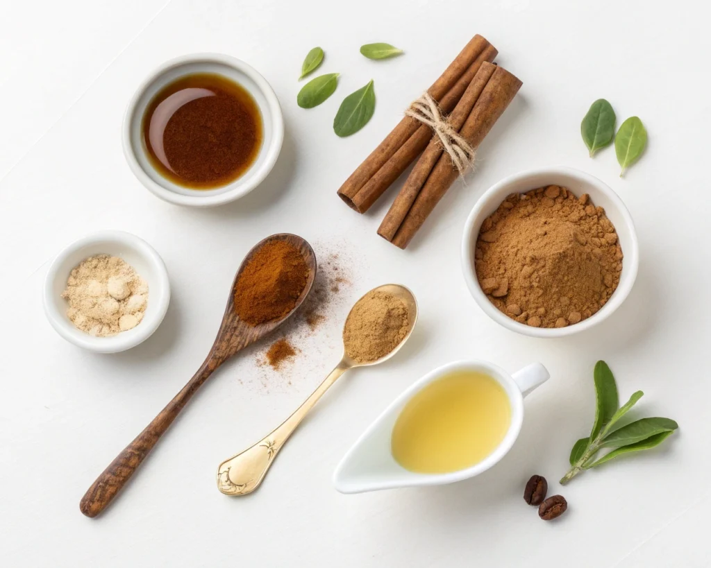 Coffee loophole recipe ingredients laid out with labels and portion sizes