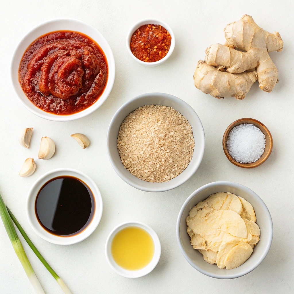 Ingredients laid out for Korean BBQ sauce recipe