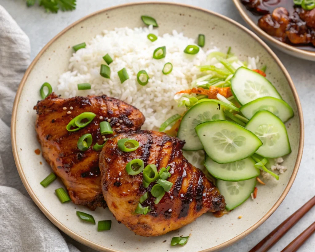 Grilled chicken glazed with Korean BBQ sauce