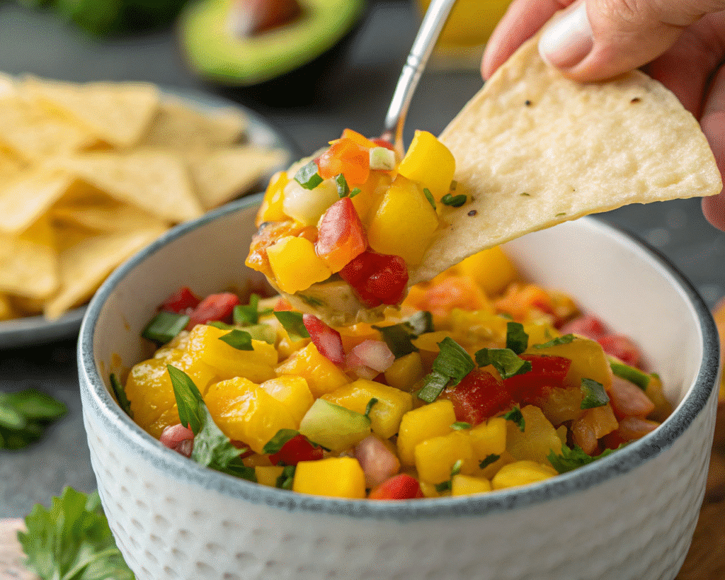 Enjoying Pineapple Mango Salsa Pineapple Mango Salsa: A Burst of Tropical Flavor in Every Bite