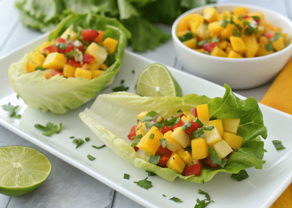 Mango Salad in Lettuce Cups Refreshing Mango Salad: A Burst of Sweet and Savory in Every Bite