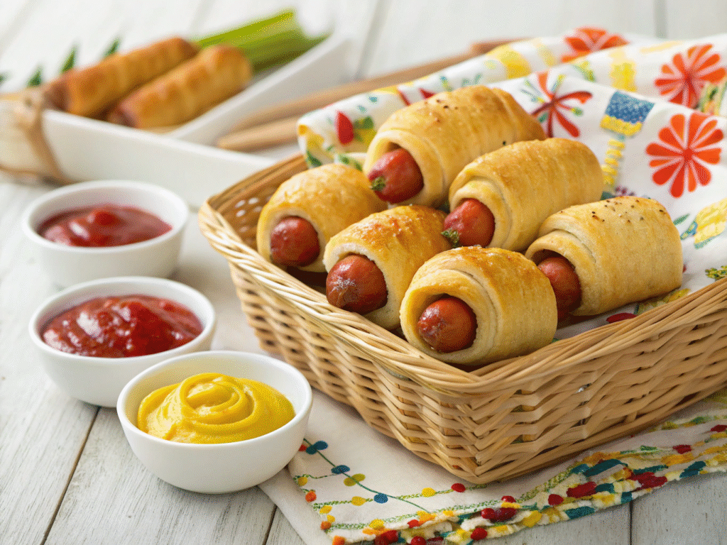 Mini Hot Dog Crescent Rolls 4th of July Appetizer Ideas: Perfect Star-Spangled Snacks for Your Celebration